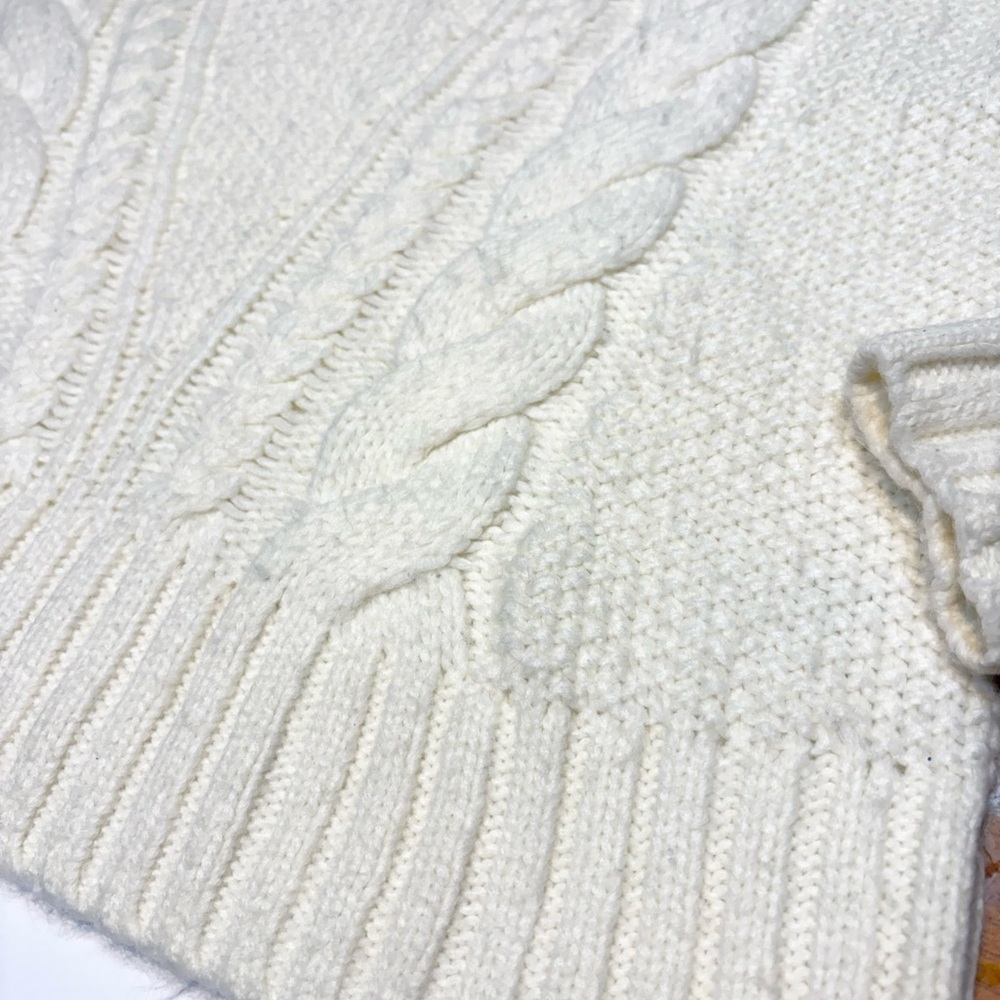 Talbots long Sleeve Cable Knit Sweater ivory/cream soft wool blend medium - Picture 4 of 8